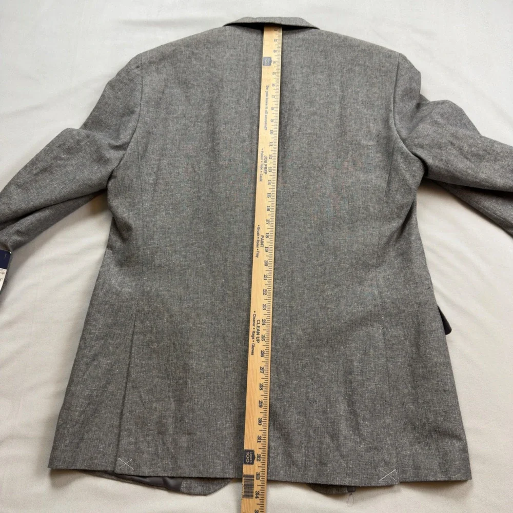 Stafford Signature‎ Grey Linen Cotton Blend Classic Fit Blazer Sport Coat 46 LNG